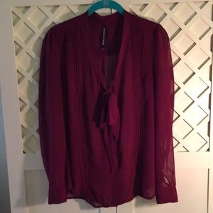 Sheer Tie Neck Blouse